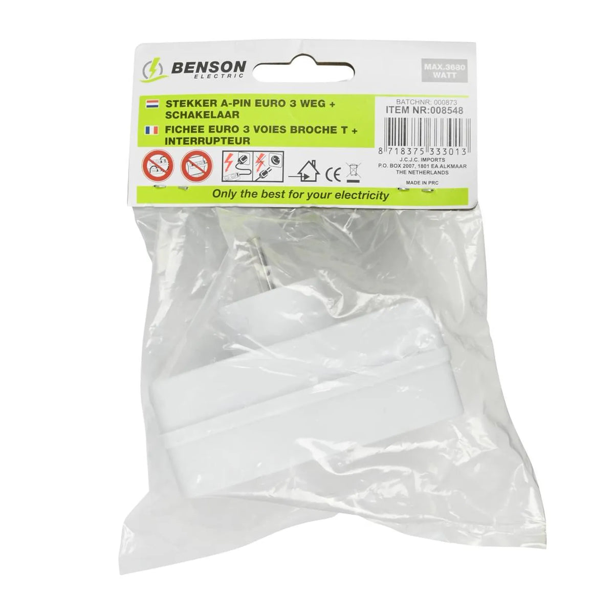 Benson Electric Stopcontact type E + schakelaar euro 3-weg