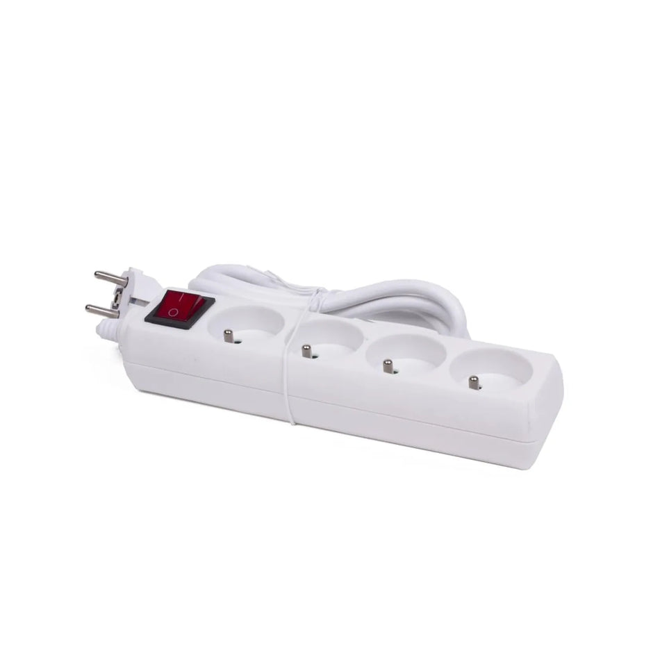 Benson Electric Stekkerdoos type E 4-voudig + schakelaar 1.5 mtr wit