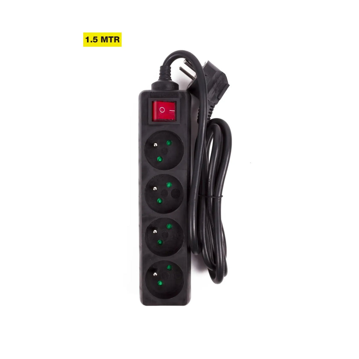 Benson Electric Stekkerdoos type E 4-voudig + schakelaar 1.5 mtr zwart