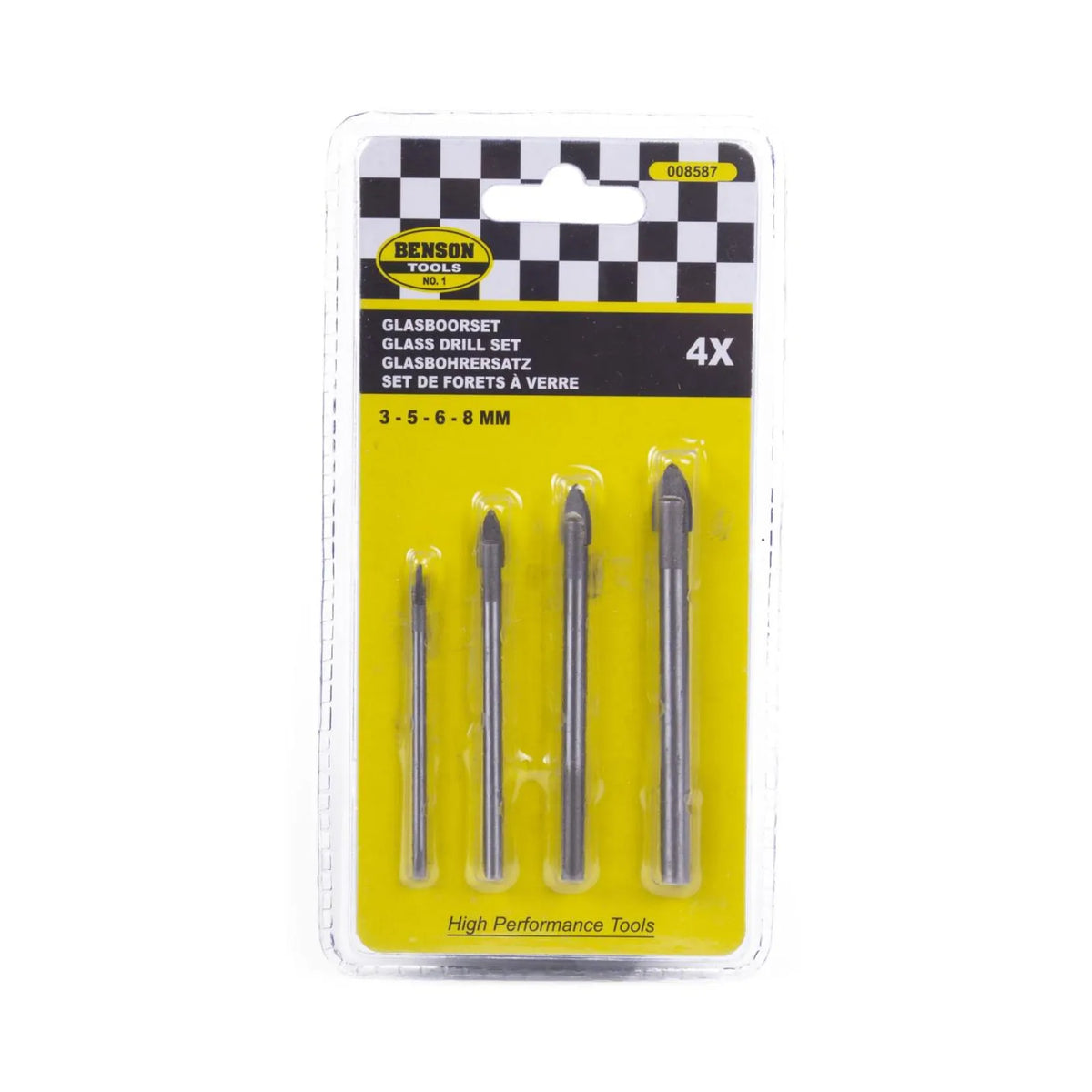 Benson Tools Boorset 4 dlg glas 3 - 5 -6 - 8 mm