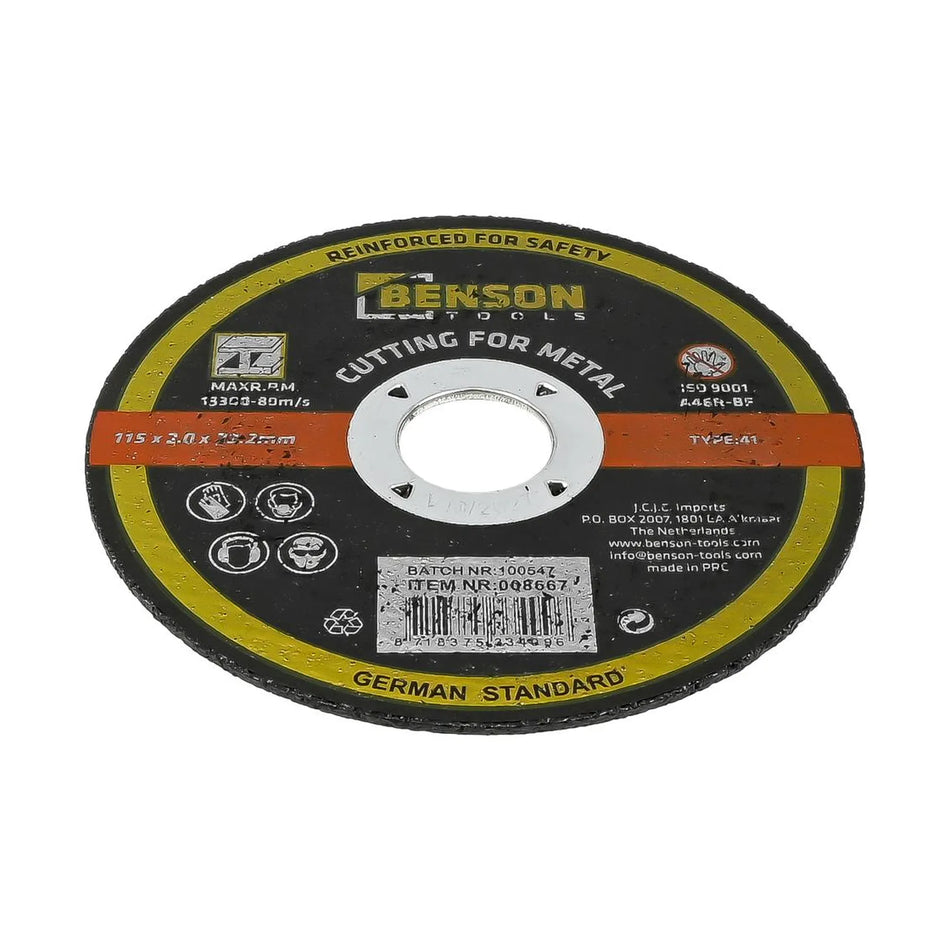 Benson Tools Doorslijpschijf RVS ø180 x 1.6 x 22.2 mm