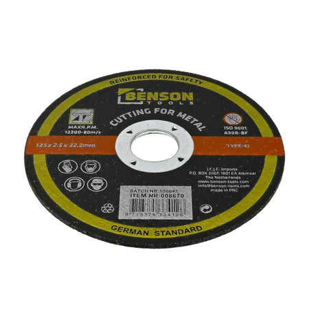 Benson Tools Doorslijpschijf metaal ø125 x 2.5 x 22.2 mm