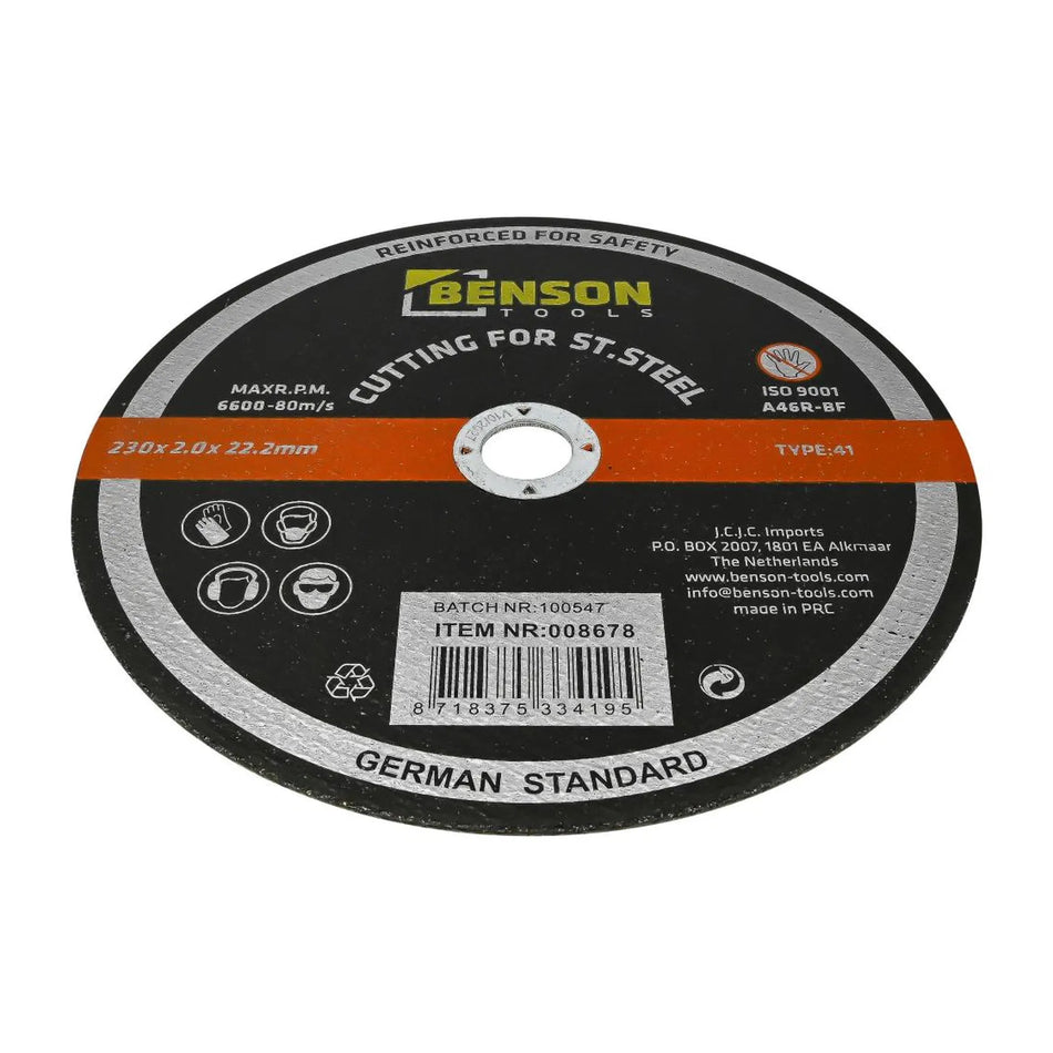 Benson Tools Doorslijpschijf RVS ø230 x 2.0 x 22.2 mm