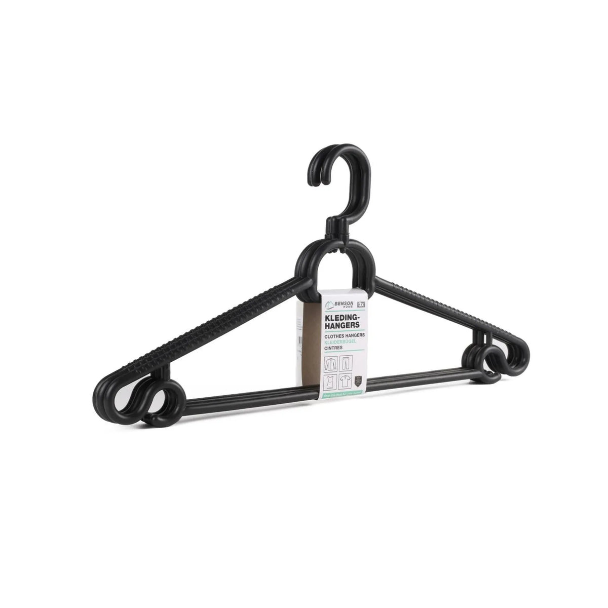 Benson Kledinghangers 3 dlg zwart