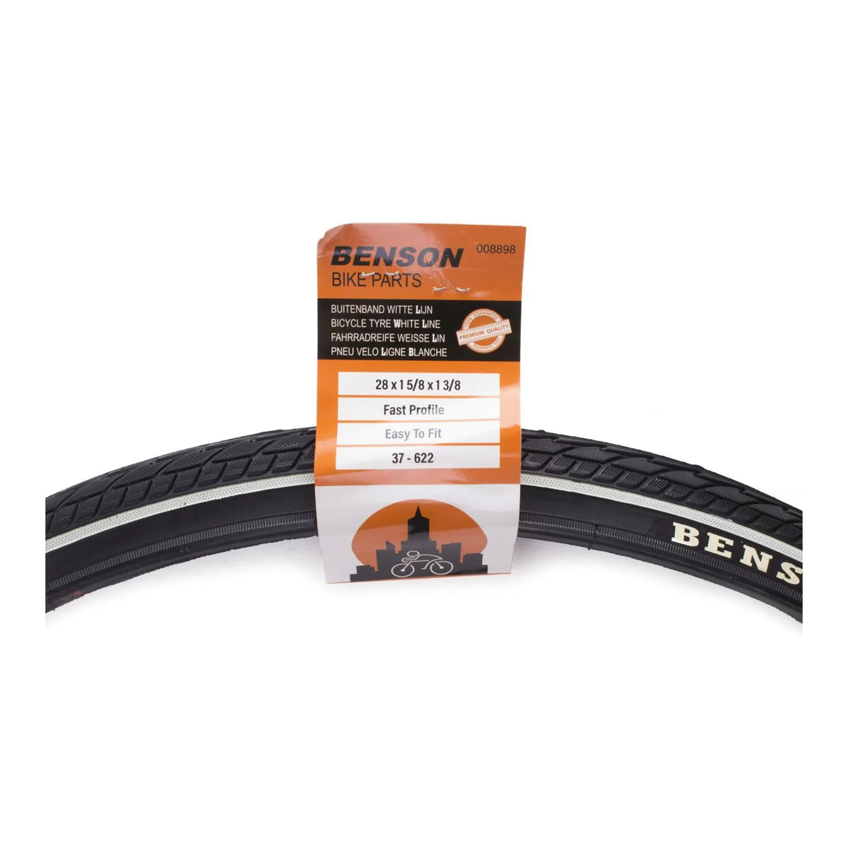 Benson Bike Parts Buitenband 28 x 1 5/8 x 1 3/8 witte lijn