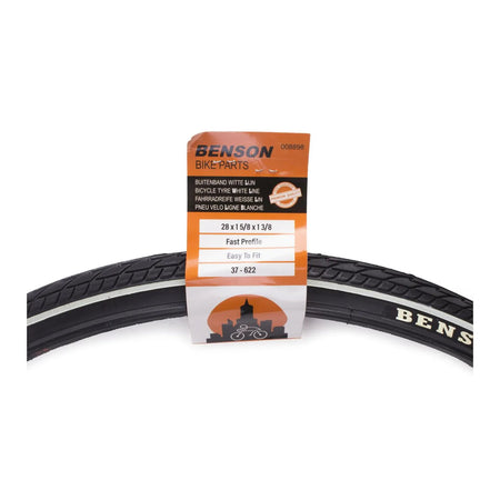 Benson Bike Parts Buitenband 28 x 1 5/8 x 1 3/8 witte lijn