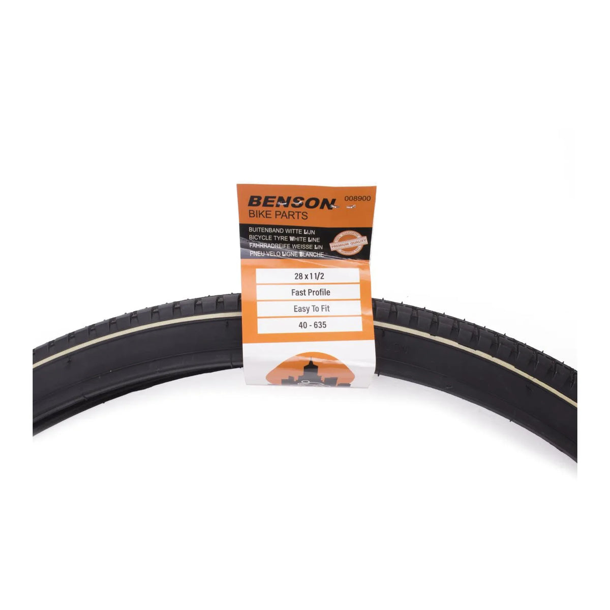 Benson Bike Parts Buitenband 28 x 1 1/2 witte lijn