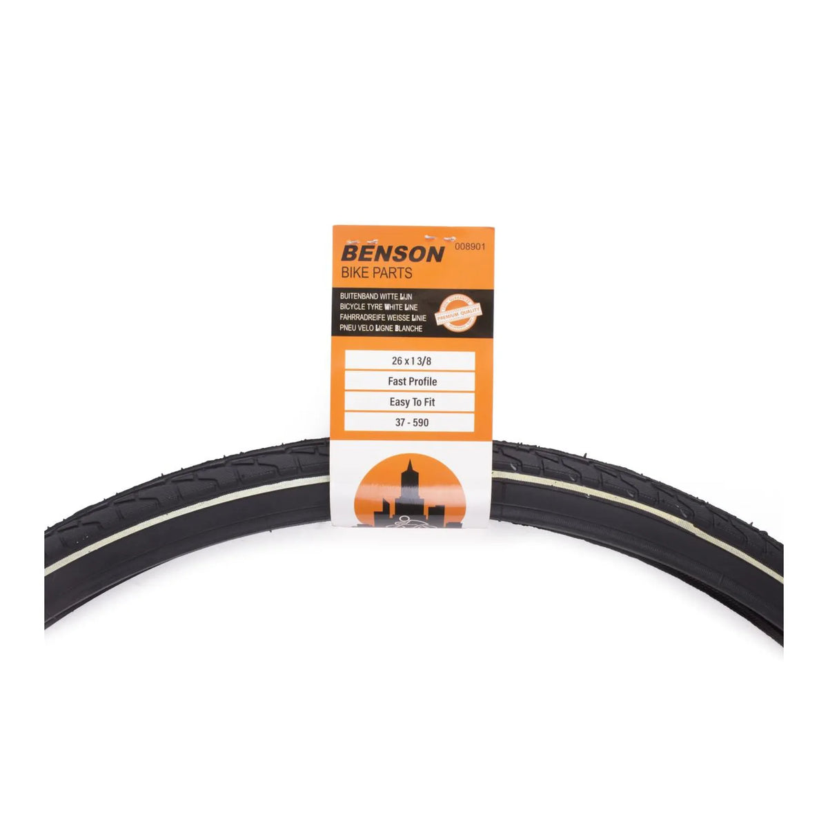 Benson Bike Parts Buitenband 26 x 1 3/8 witte lijn