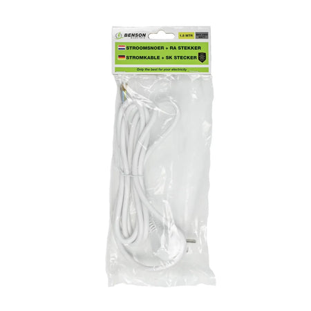 Benson Electric Aansluitsnoer + ra stekker 1.8 mtr wit