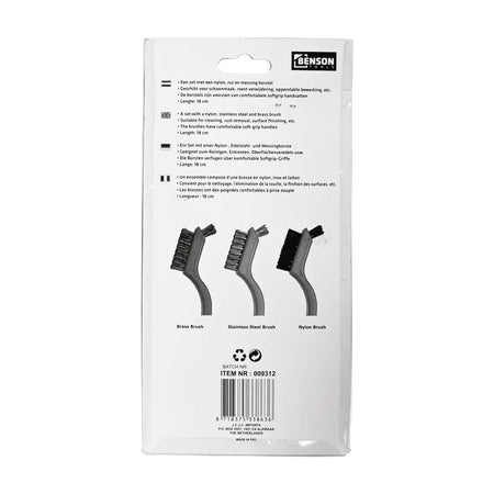 Benson Tools Borstelset 3 dlg nylon, rvs, messing