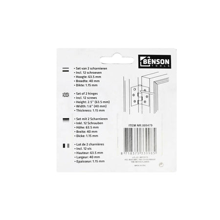 Benson Tools Scharnieren 63.5 x 40 mm 2 dlg