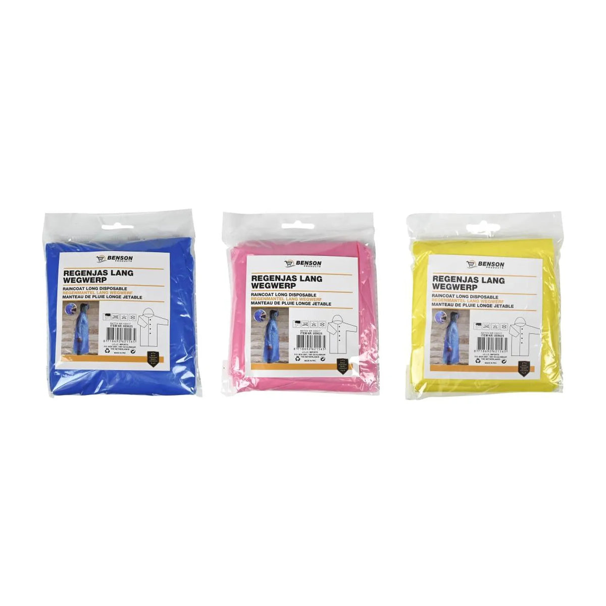 Benson Outdoor Regenjas lang wegwerp mix