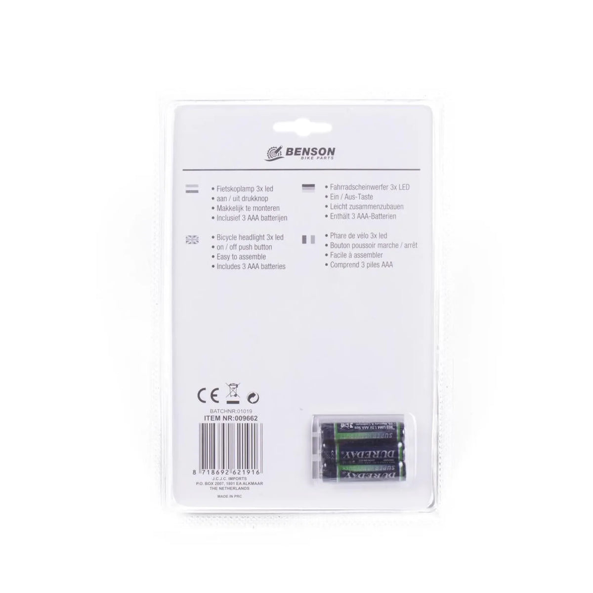 Benson Bike Parts Fietskoplamp 3 LED mix (50 procent zwart)