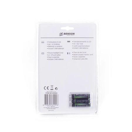 Benson Bike Parts Fietskoplamp 3 LED mix (50 procent zwart)