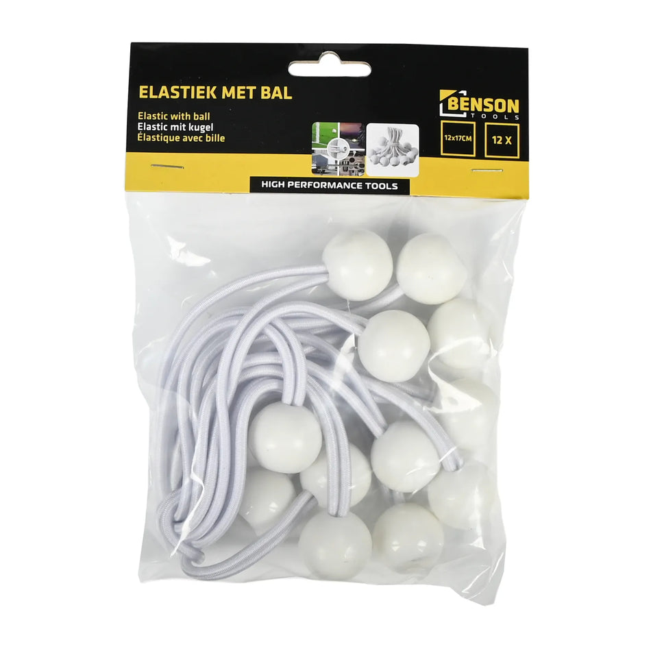 Benson Tools Elastiek met bal 12 dlg +/- 17 cm wit