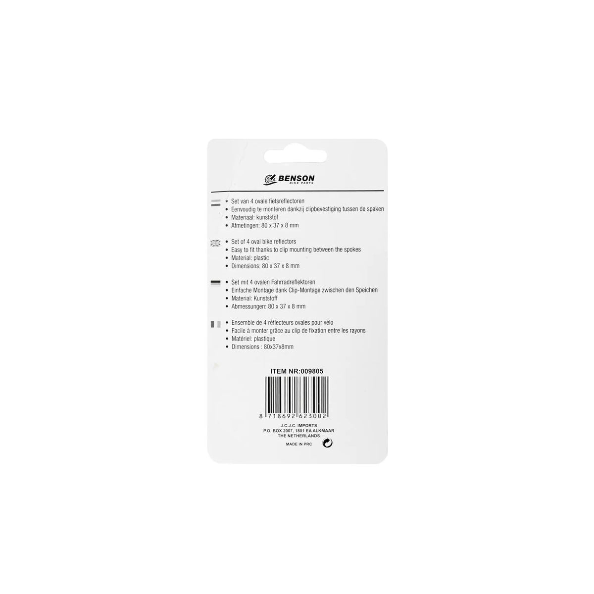 Benson Bike Parts Spaak reflector set ovaal 4 dlg