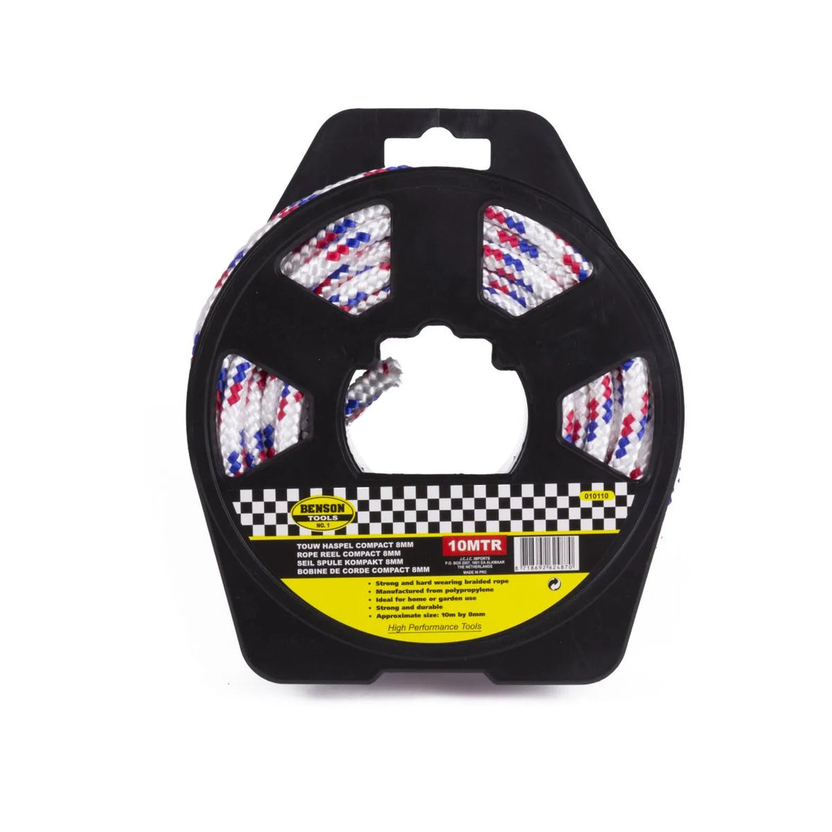 Benson Tools Touw haspel compact 8 mm x 10 mtr