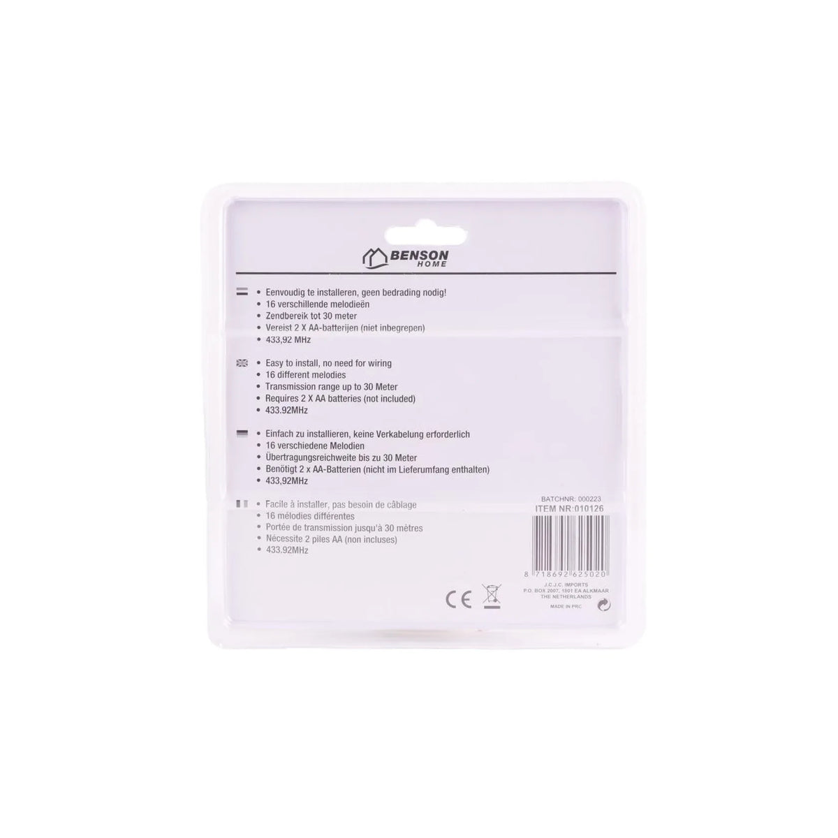 Benson Deurbel draadloos 16 melodieën compact