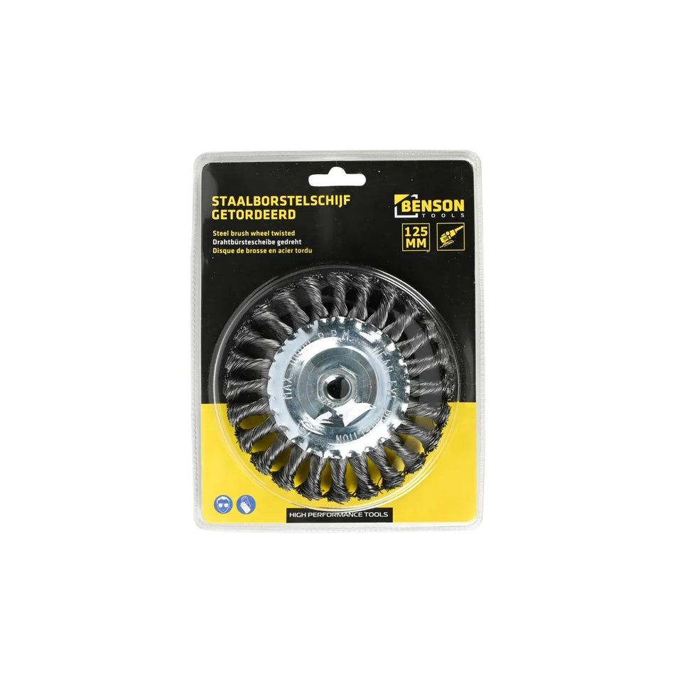 Benson Tools Staalborstelschijf voor haakseslijper getordeerd 125 mm