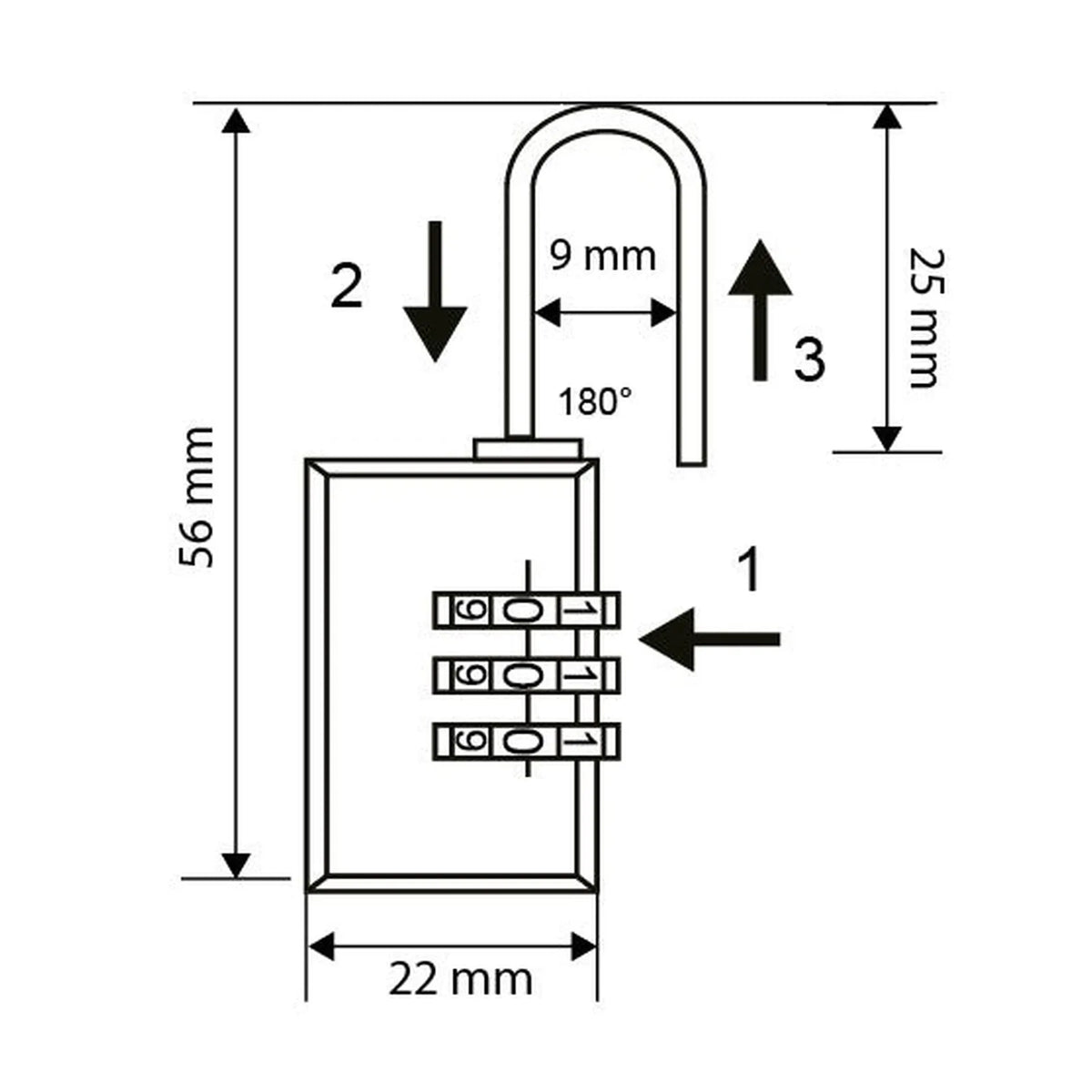 Stahlex Hang- cijferslot 22 mm