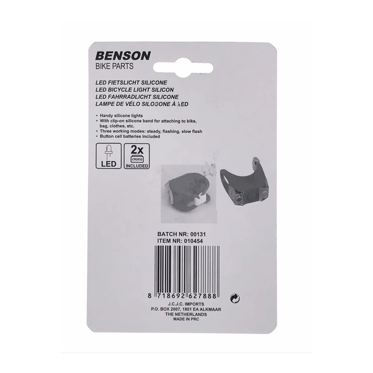 Benson Bike Parts Fietslamp LED 2 dlg silicone