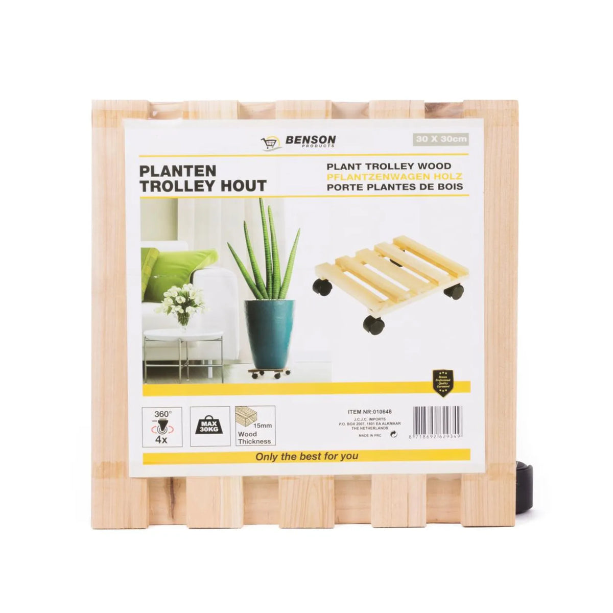 Benson Products Planten trolley hout 30 x 30 cm