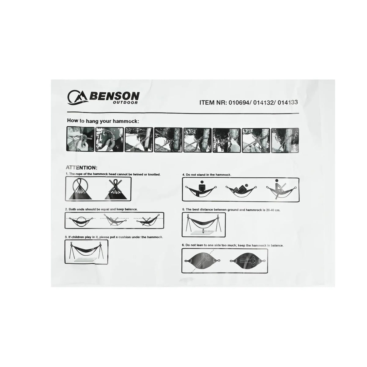 Benson Outdoor Hangmat compleet 200 x 100 cm gestreept