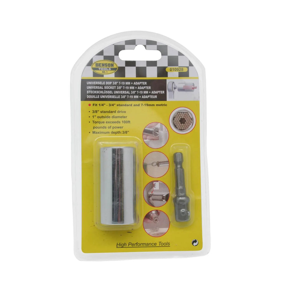 Benson Tools Universele dop 3/8" 7-19 mm + adapter
