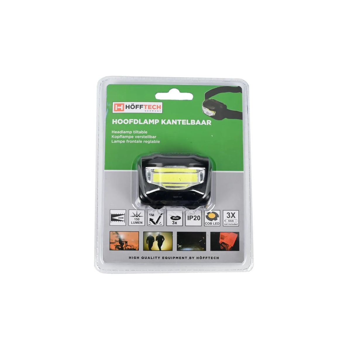 Höfftech Hoofdlamp 3W COB kantelbaar