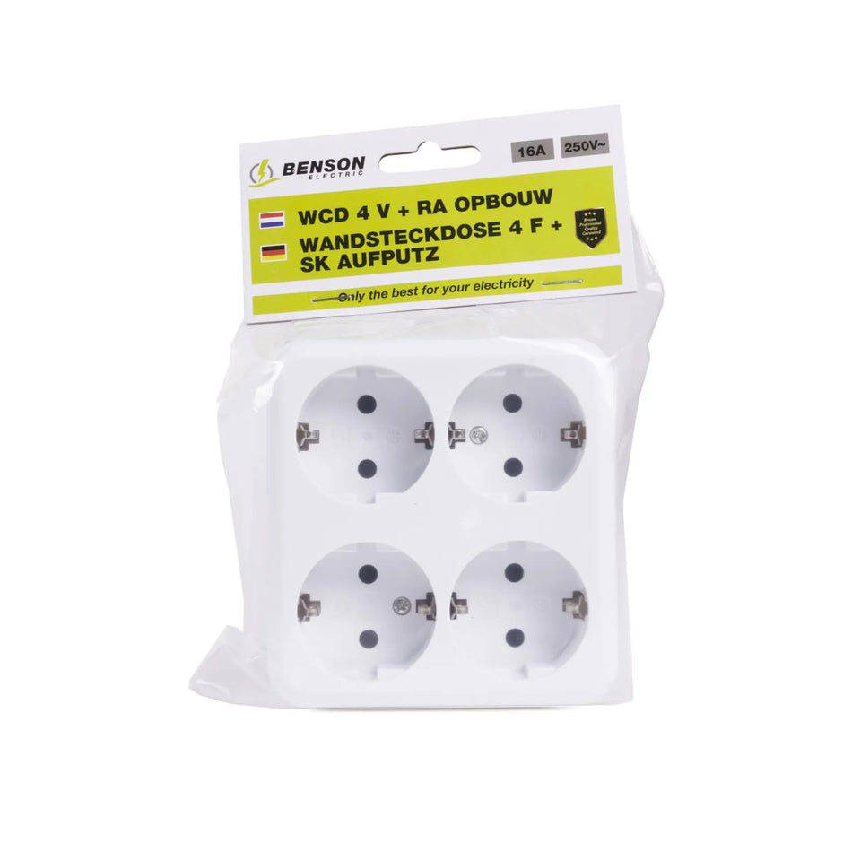 Benson Electric Wandcontactdoos 4-voudig + RA opbouw