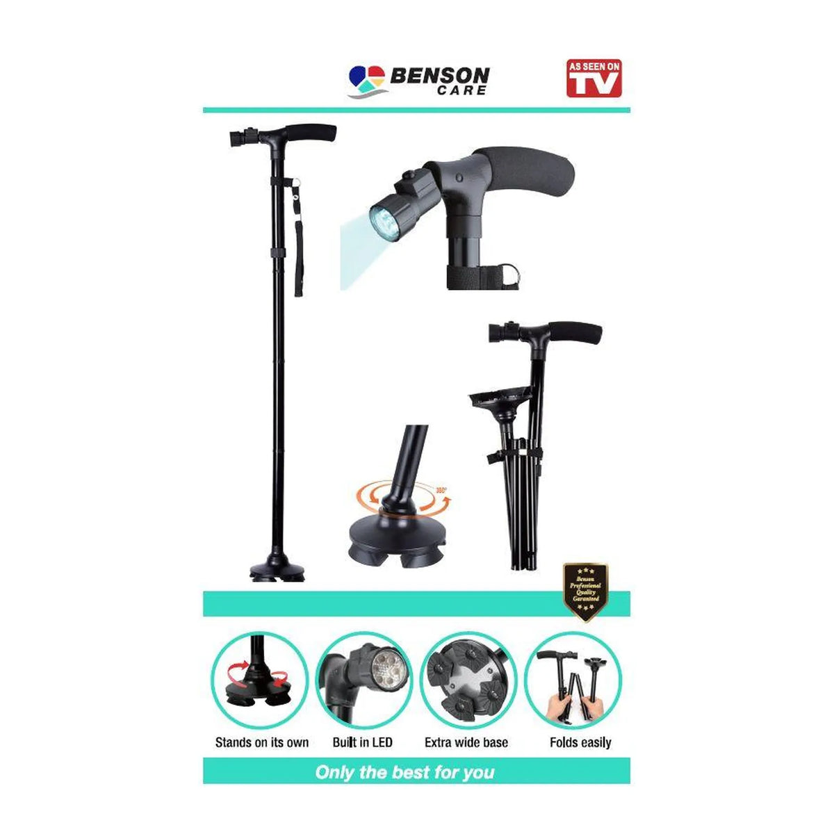 Benson Care Wandelstok easy ergo + LED