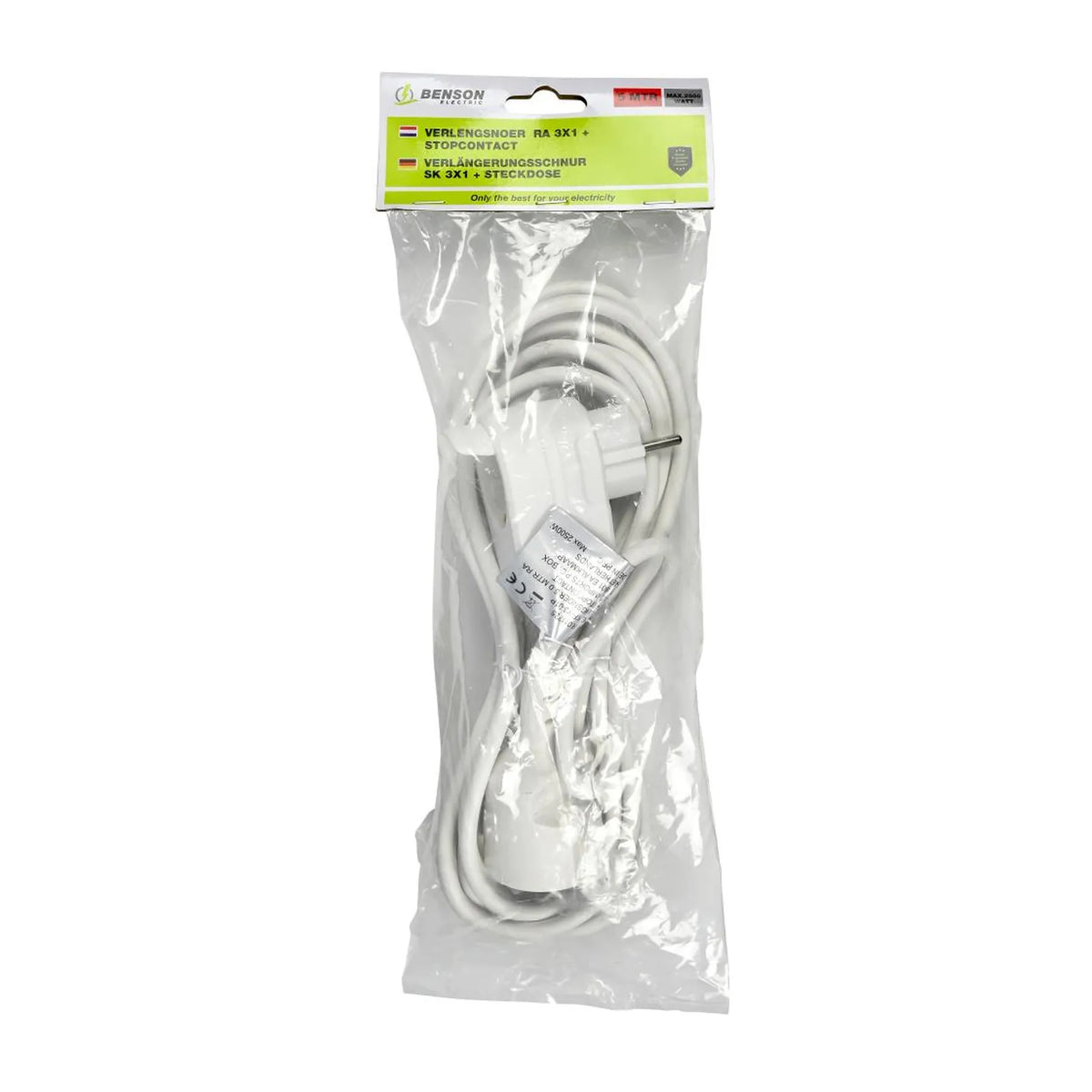 Benson Electric Verlengsnoer + RA 3 x 1 + stopcontact 5 mtr