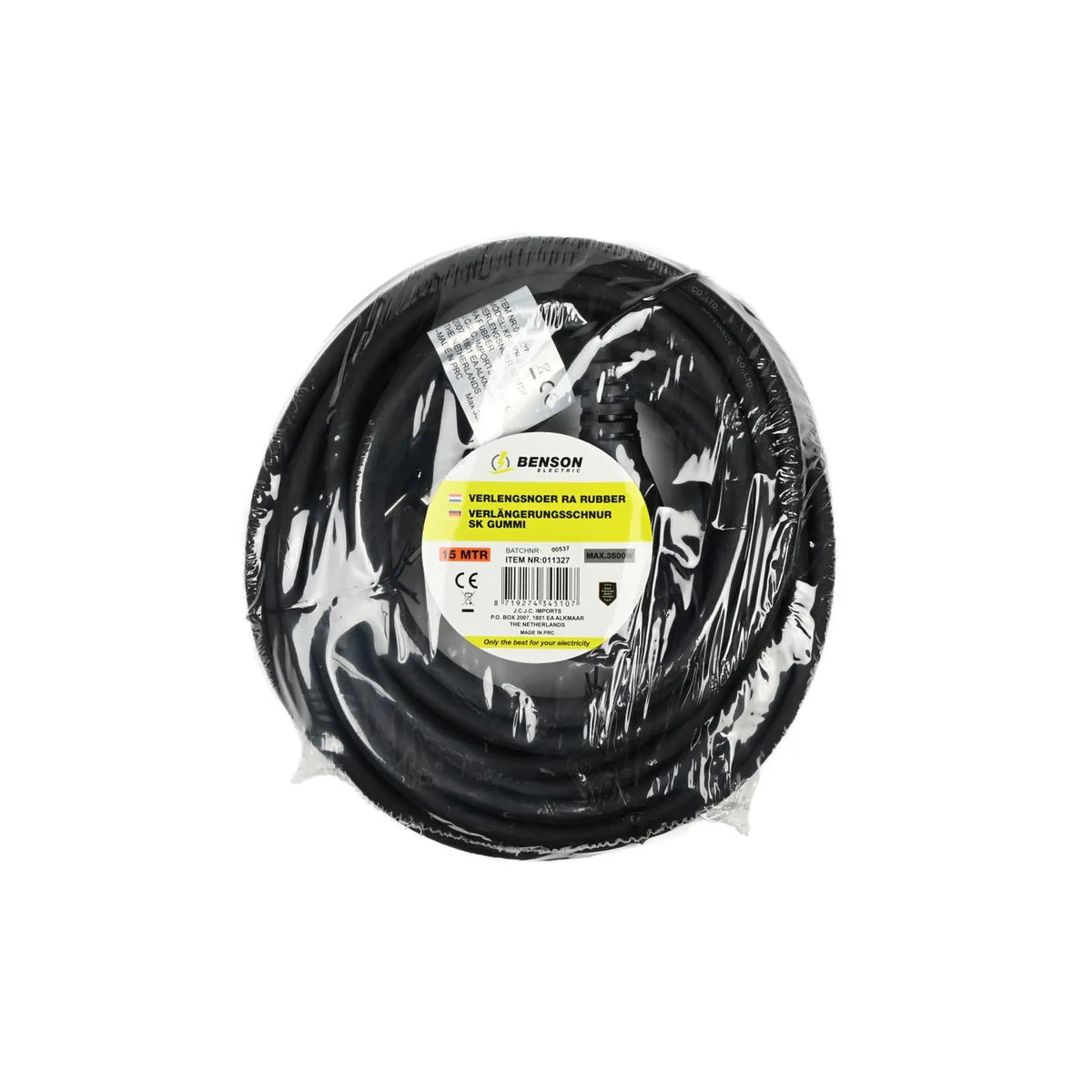Benson Electric Verlengsnoer + RA 3 x 1.5 15 mtr rubber
