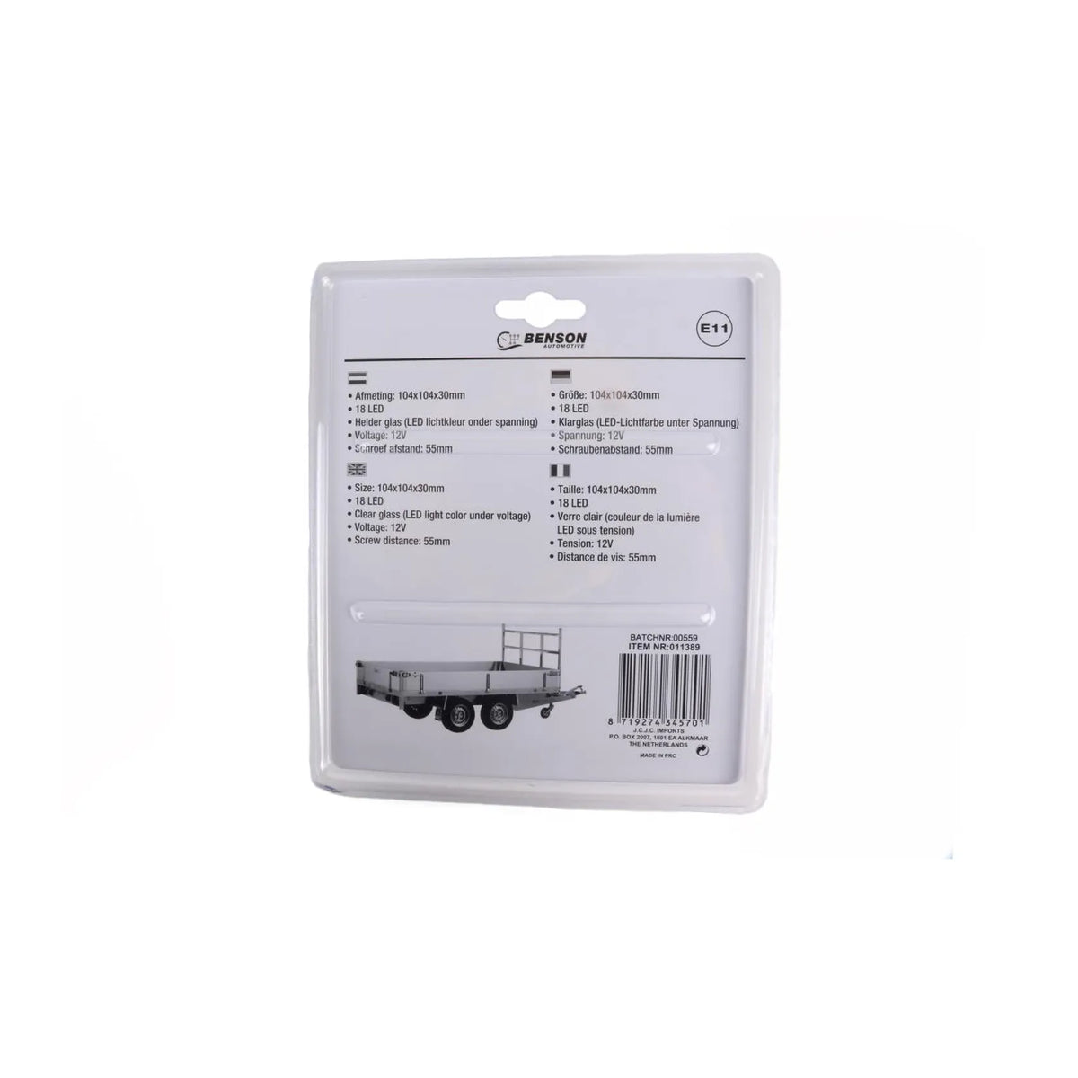Benson Automotive Aanhangwagen achterlicht vierkant 18 led