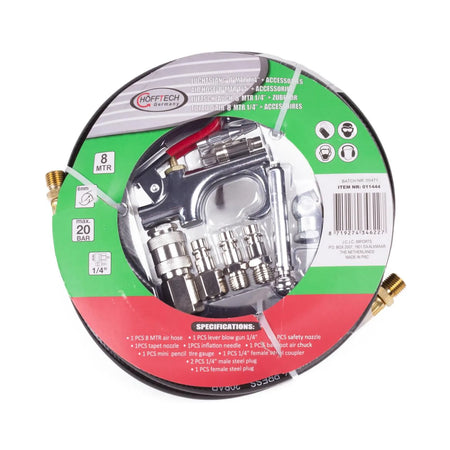 Benson Tools Luchtslang 8 mtr 1/4" + accessoires 10 dlg