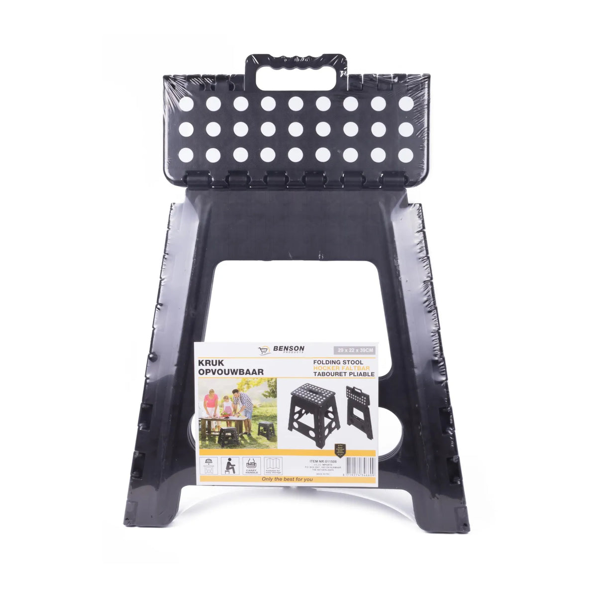 Benson Outdoor Kruk opvouwbaar zwart wit groot 120 kg