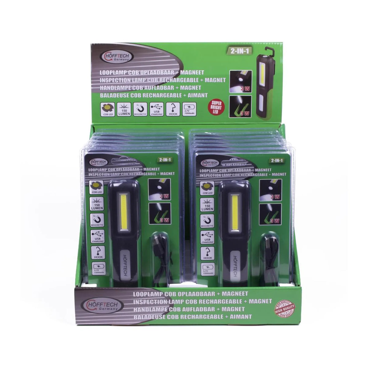 Höfftech Looplamp COB oplaadbaar + magneet 2-in-1