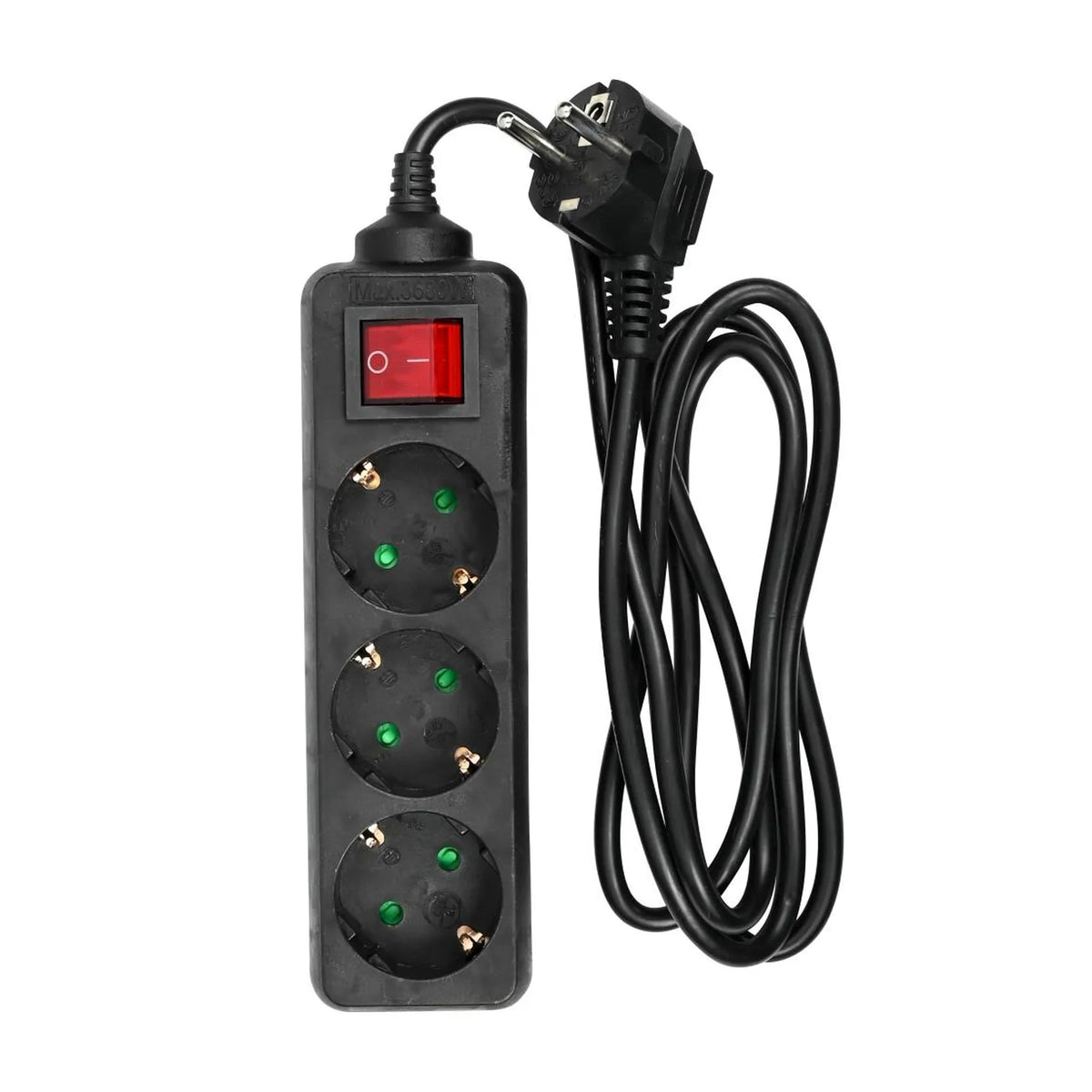 Benson Electric Stekkerdoos 3-voudig + RA + schakelaar 1.5 mtr zwart