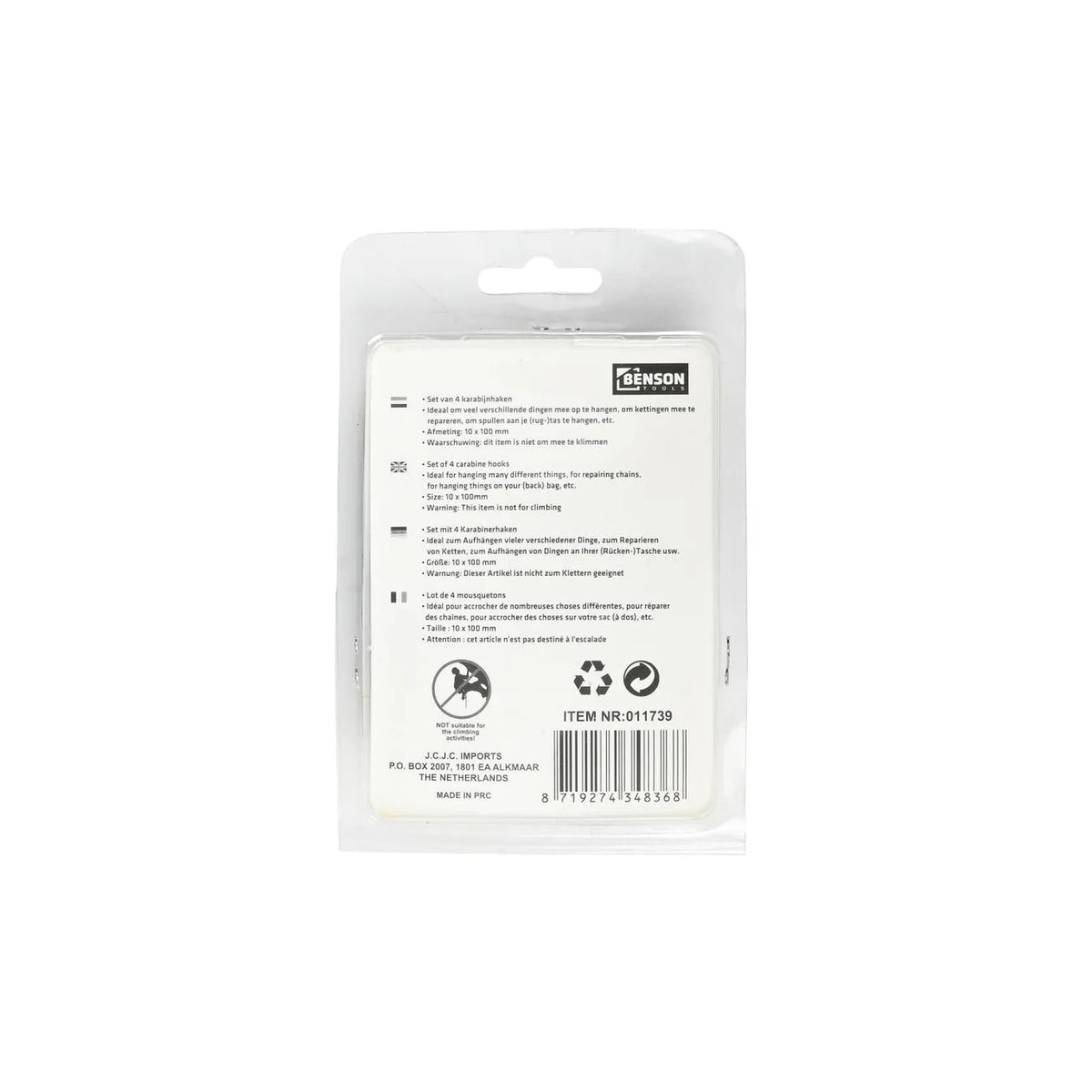 Benson Tools Karabijnhakenset 10 dlg 6 x 60 mm