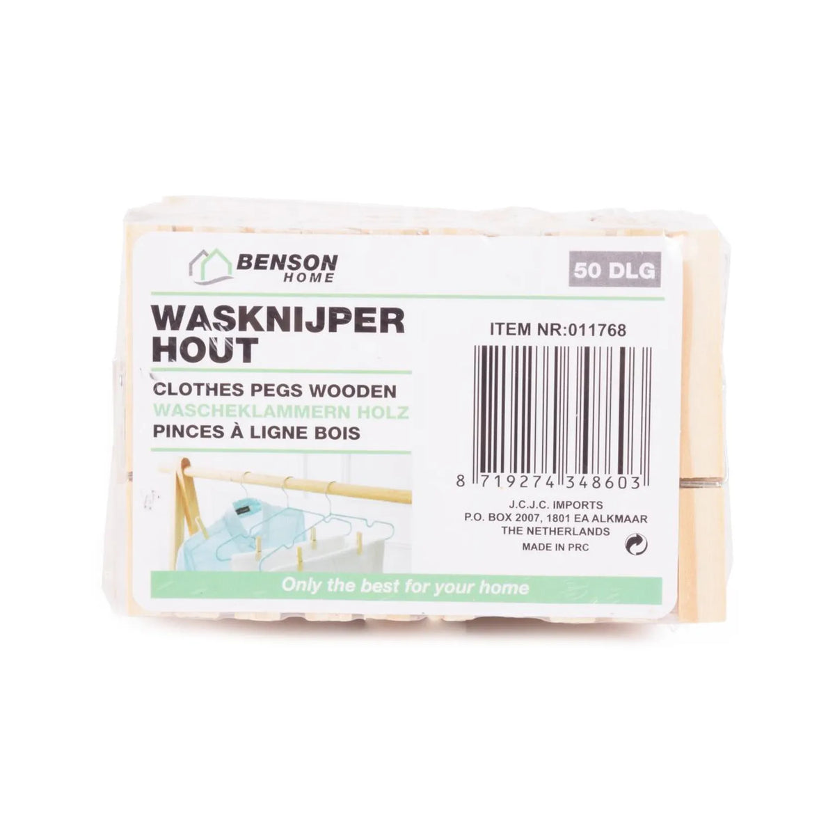 Benson Clean Wasknijpers hout 50 dlg
