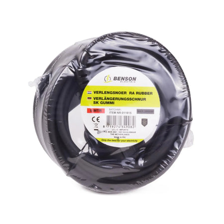 Benson Electric Verlengsnoer + RA 3 x 1.5 5 mtr rubber