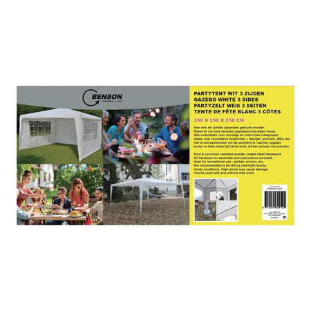 Benson Outdoor Partytent 3 zijden 290 x 290 x 245 cm