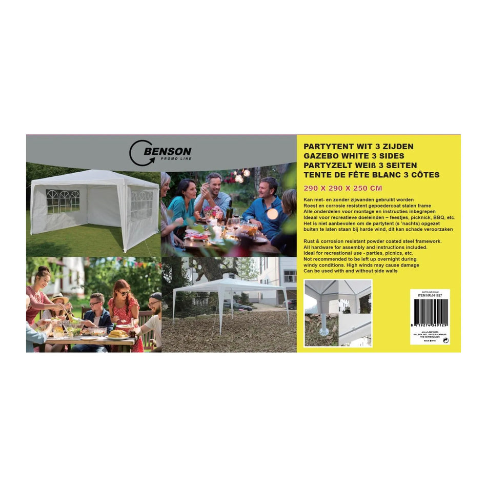 Benson Outdoor Partytent 3 zijden 290 x 290 x 245 cm