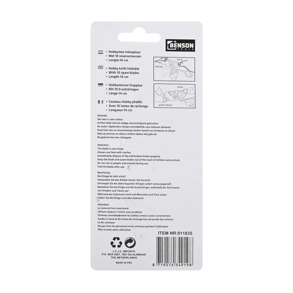 Benson Tools Hobbymes inklapbaar