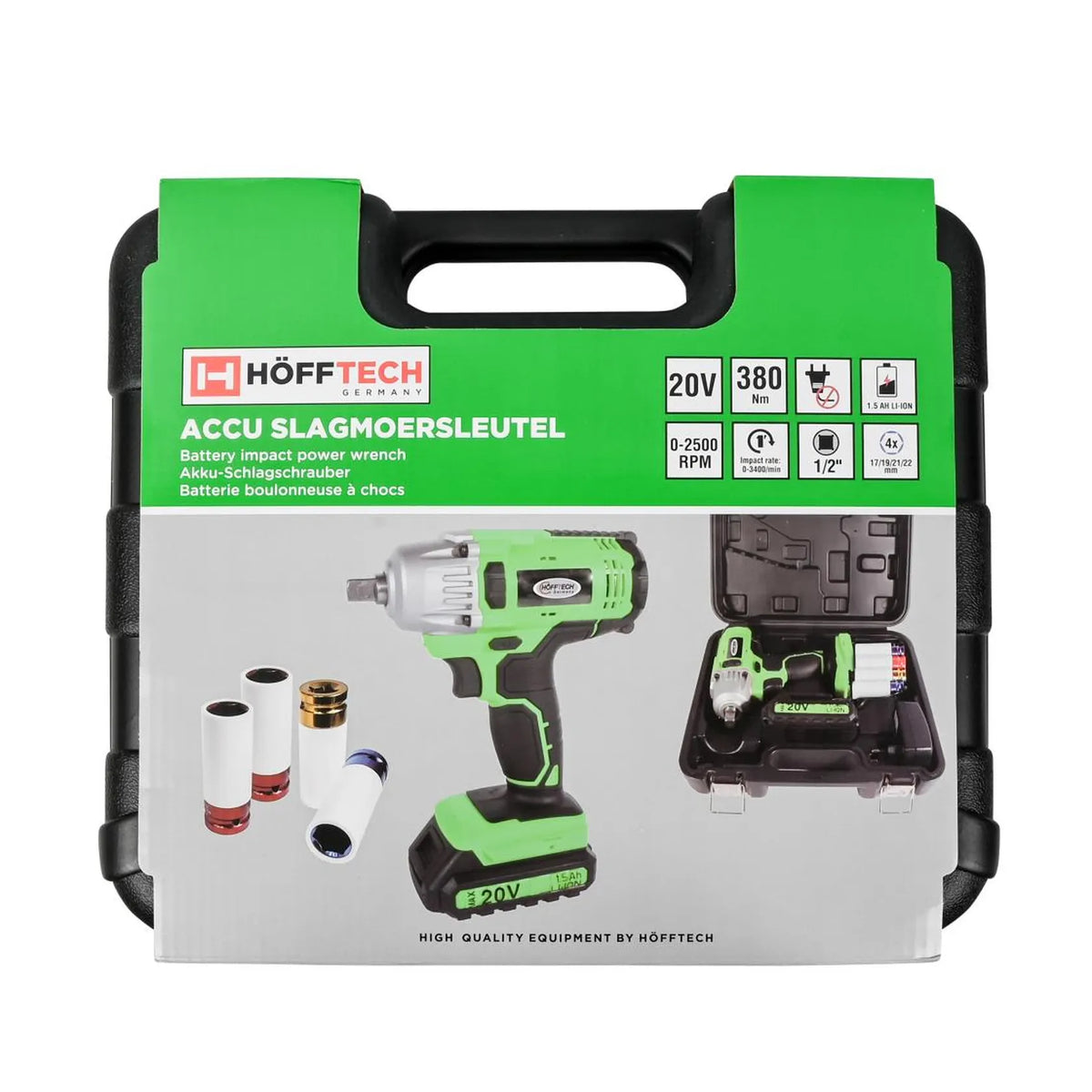 Höfftech Accu slagmoersleutel 1/2" 20 v + 4 doppen