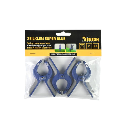 Benson Tools Zeilklem 35 mm 90 mm 3 dlg super blue