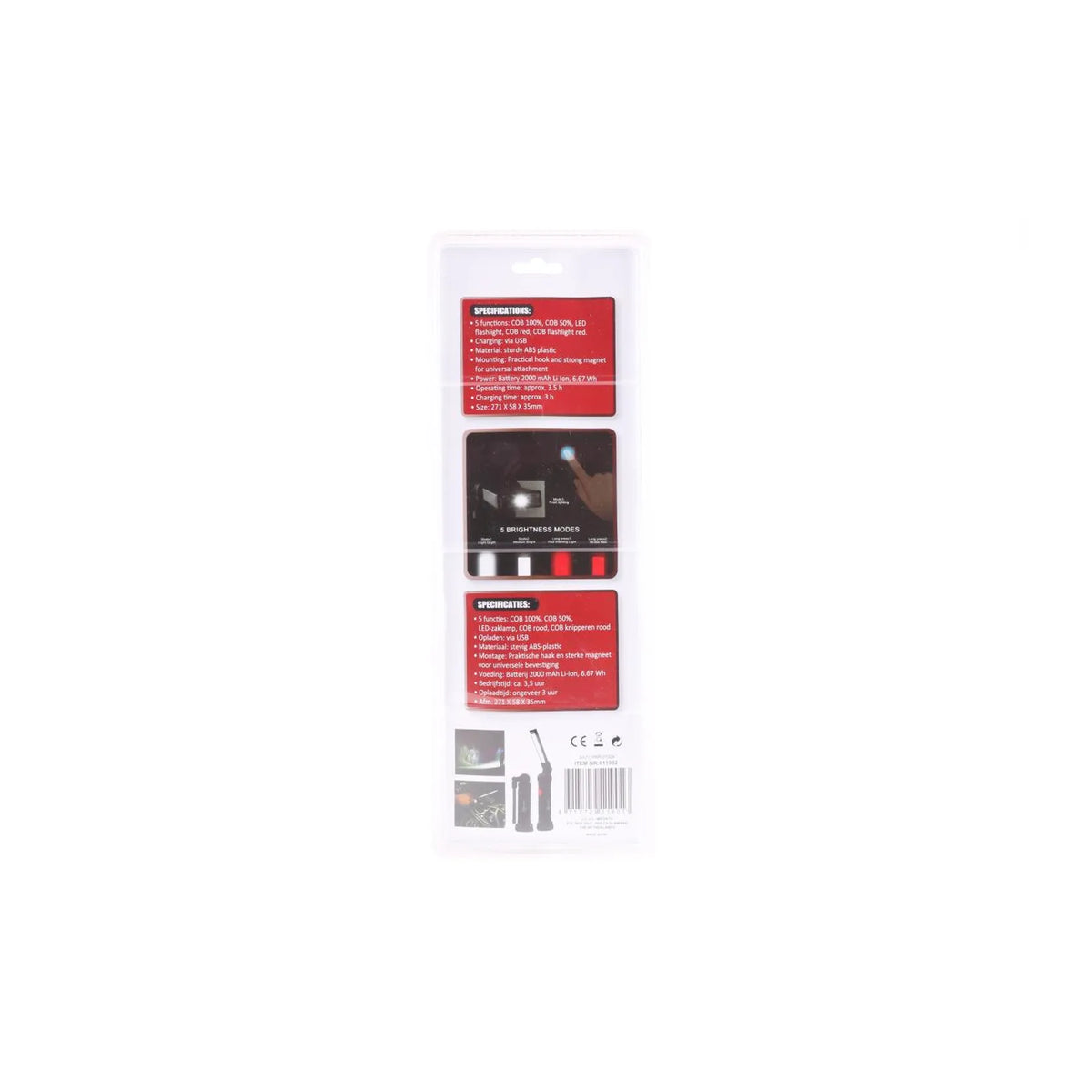Höfftech LED lamp 3W COB + 1 SMD flex oplaadbaar 2000 mAh 271 x 58 x 35 mm