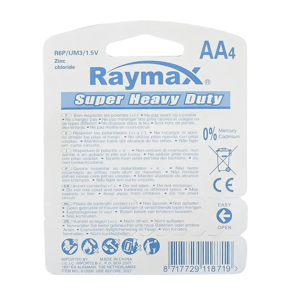 Raymax batterij AA r6p 4 dlg zink