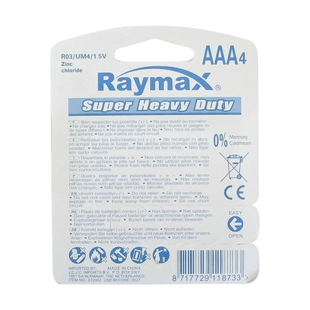 Raymax batterij AAA r03 4 dlg zink