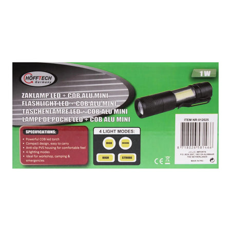 Höfftech Zaklamp LED + COB alu mini 92 x21 mm